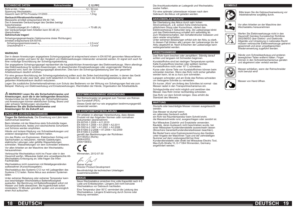 Deutsch | Milwaukee C12 PPC (PEX) User Manual | Page 10 / 36