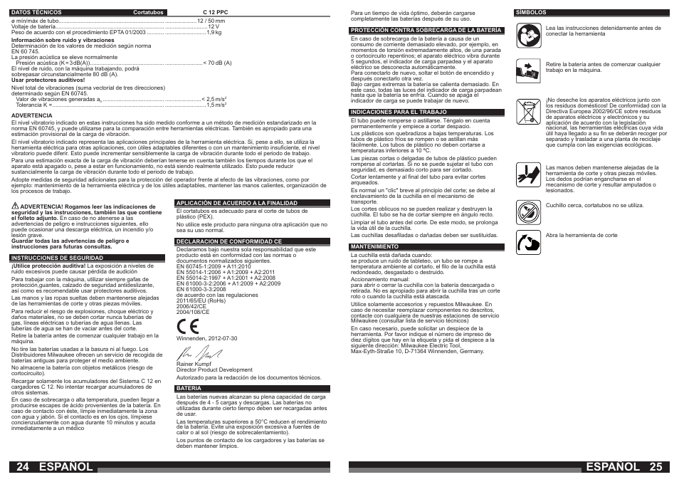 Español | Milwaukee C12 PPC (PEX) User Manual | Page 13 / 36