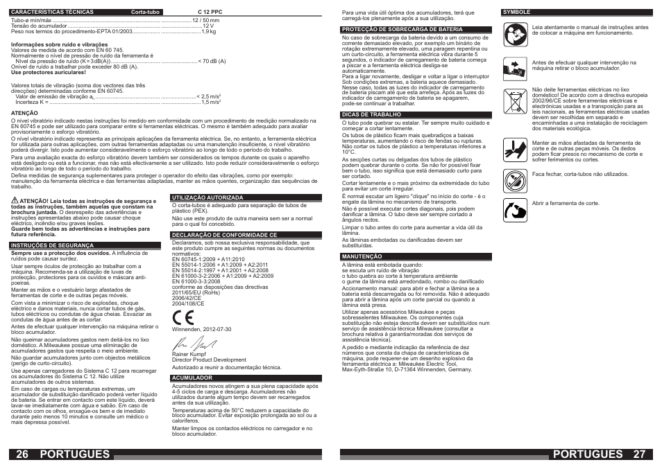 Portugues | Milwaukee C12 PPC (PEX) User Manual | Page 14 / 36