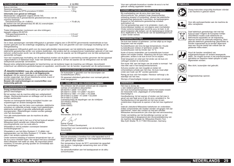 Nederlands | Milwaukee C12 PPC (PEX) User Manual | Page 15 / 36