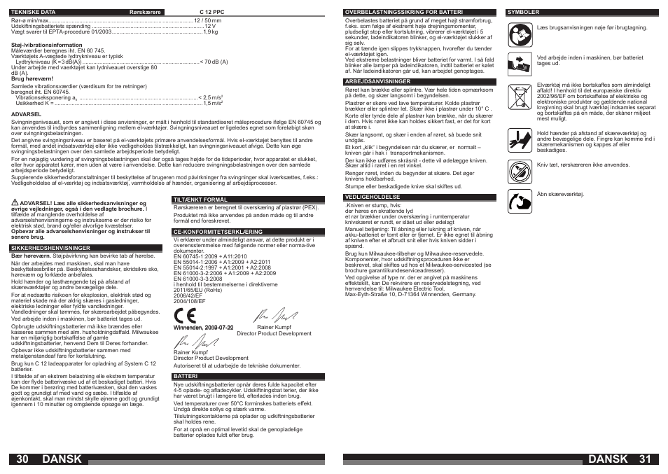 Dansk | Milwaukee C12 PPC (PEX) User Manual | Page 16 / 36