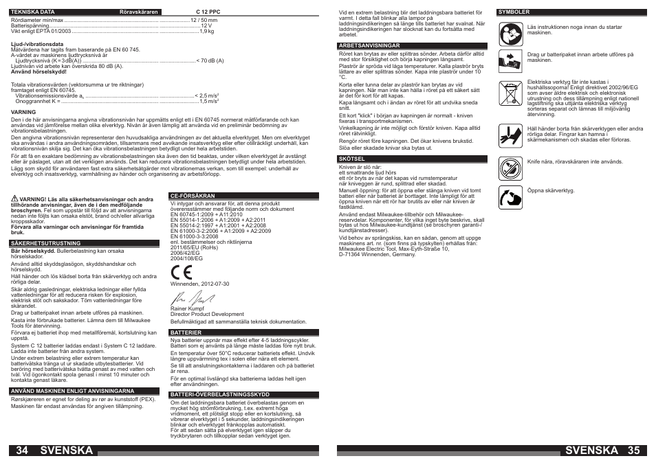 Svenska | Milwaukee C12 PPC (PEX) User Manual | Page 18 / 36