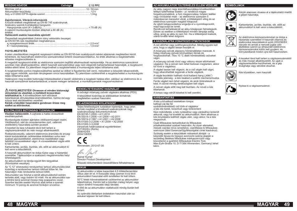 Magyar | Milwaukee C12 PPC (PEX) User Manual | Page 25 / 36