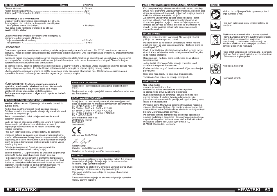 Hrvatski | Milwaukee C12 PPC (PEX) User Manual | Page 27 / 36