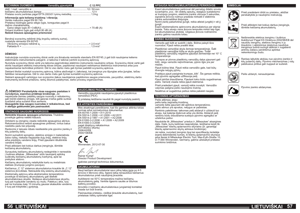 Lietuviškai | Milwaukee C12 PPC (PEX) User Manual | Page 29 / 36