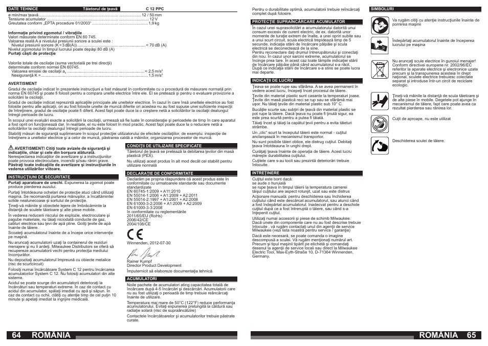 România | Milwaukee C12 PPC (PEX) User Manual | Page 33 / 36