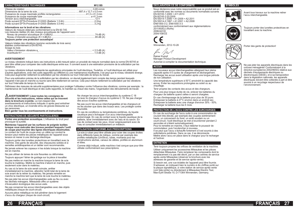 Français | Milwaukee M12 BS User Manual | Page 14 / 39