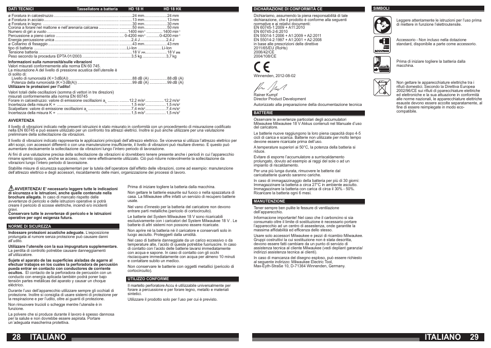 Italiano | Milwaukee HD18 H User Manual | Page 15 / 39