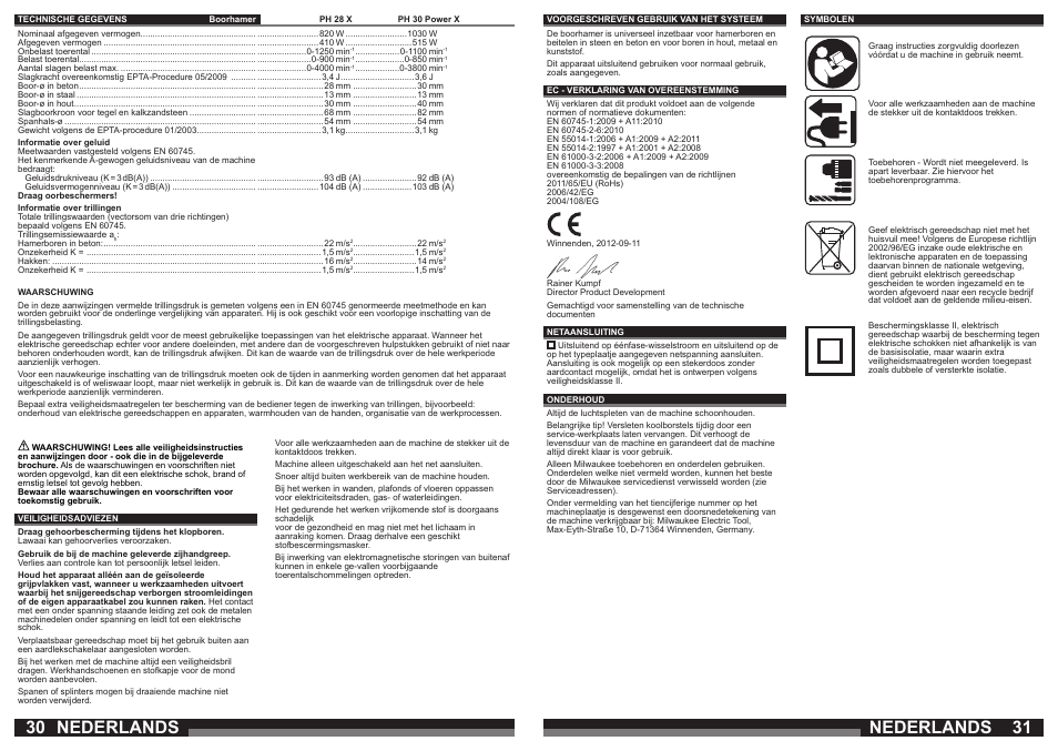 Nederlands | Milwaukee PH 30 Power X User Manual | Page 16 / 37