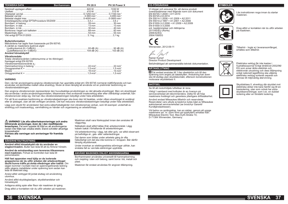 Svenska | Milwaukee PH 30 Power X User Manual | Page 19 / 37