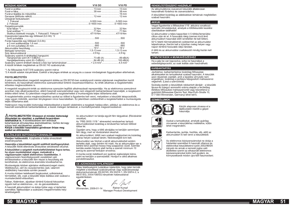 Magyar | Milwaukee V18 PD User Manual | Page 26 / 38