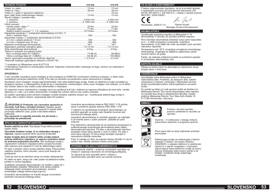 Slovensko | Milwaukee V18 PD User Manual | Page 27 / 38