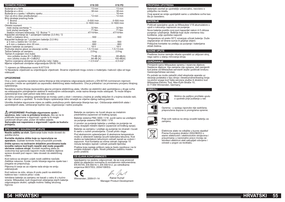 Hrvatski | Milwaukee V18 PD User Manual | Page 28 / 38