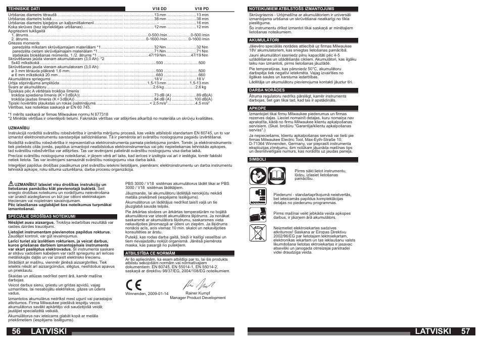 Latviski | Milwaukee V18 PD User Manual | Page 29 / 38