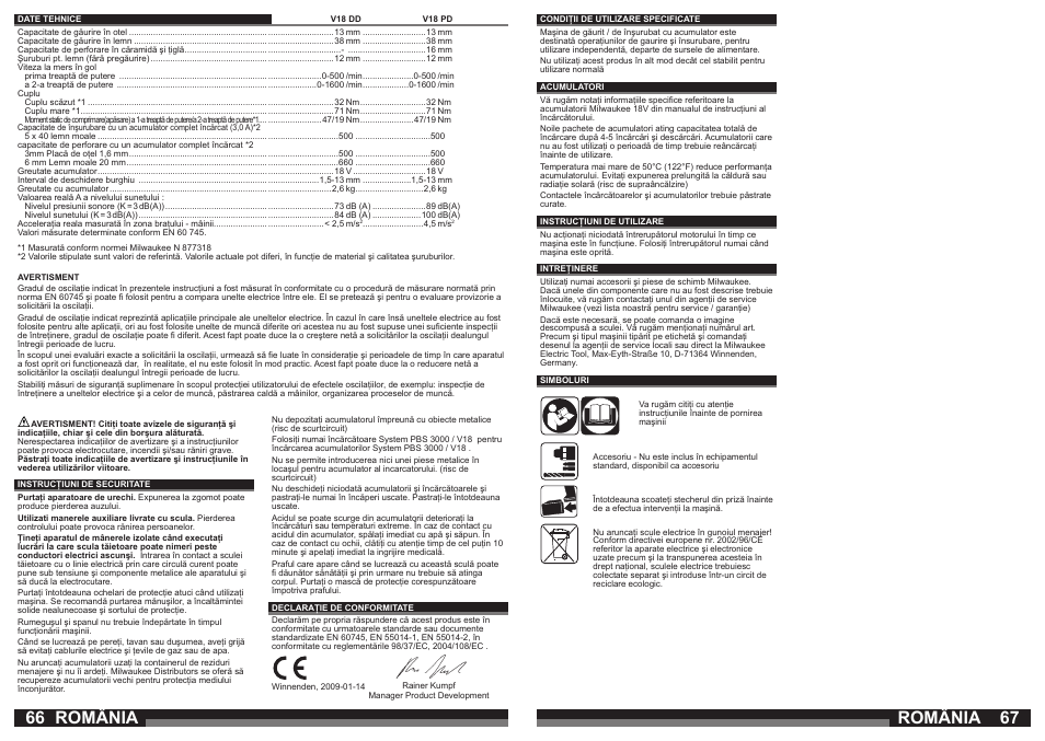 România | Milwaukee V18 PD User Manual | Page 34 / 38