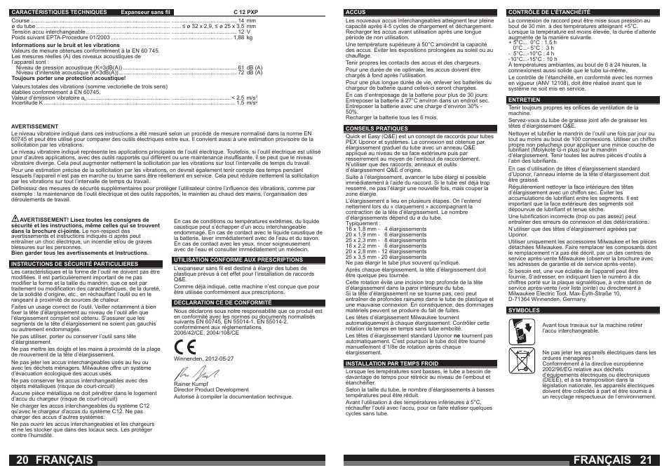 Français | Milwaukee C12 PXP User Manual | Page 11 / 37