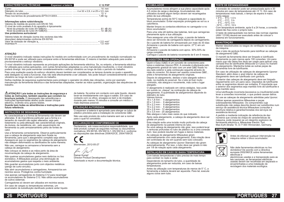 Portugues | Milwaukee C12 PXP User Manual | Page 14 / 37