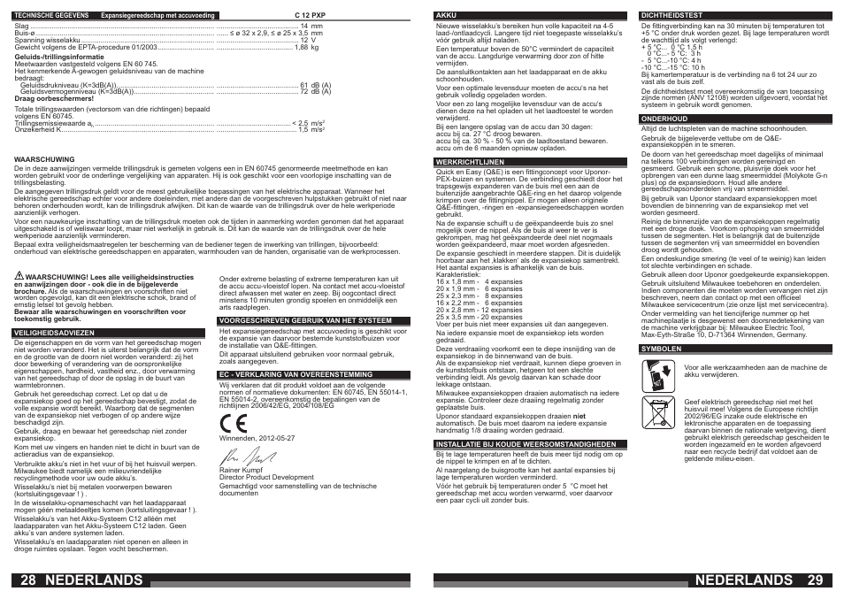 Nederlands | Milwaukee C12 PXP User Manual | Page 15 / 37