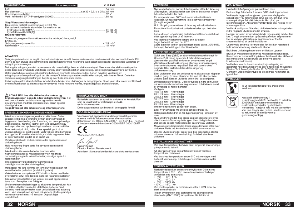 Norsk | Milwaukee C12 PXP User Manual | Page 17 / 37