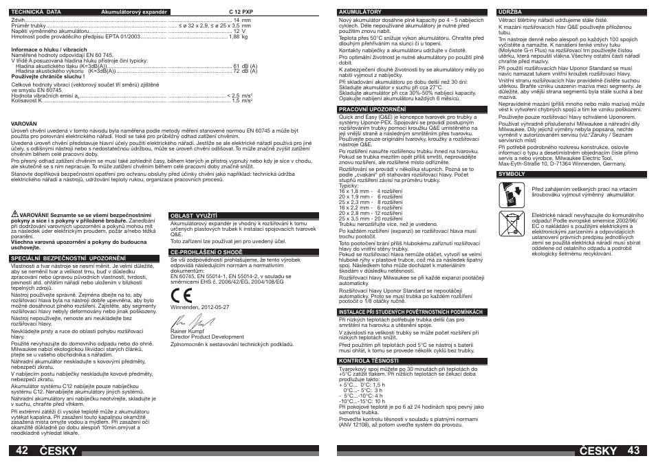 Česky | Milwaukee C12 PXP User Manual | Page 22 / 37