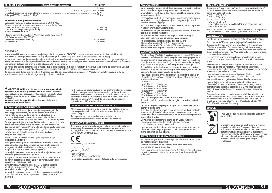 Slovensko | Milwaukee C12 PXP User Manual | Page 26 / 37