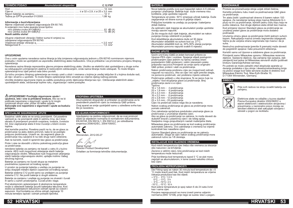 Hrvatski | Milwaukee C12 PXP User Manual | Page 27 / 37