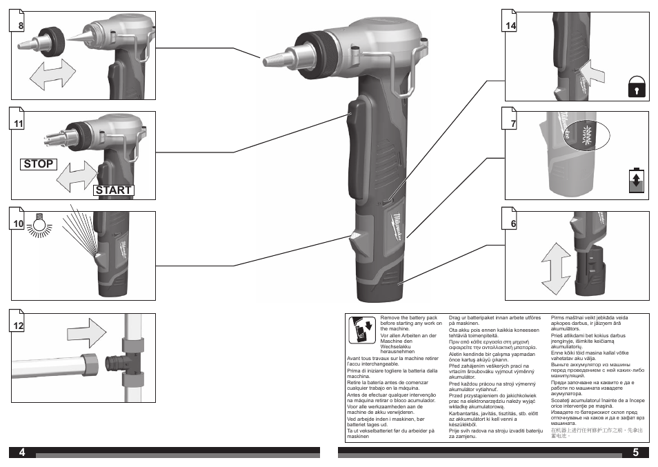 45 stop start start stop | Milwaukee C12 PXP User Manual | Page 3 / 37