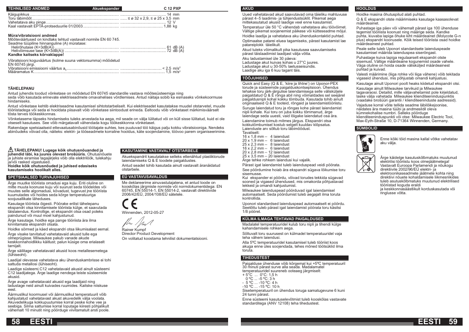 Eesti | Milwaukee C12 PXP User Manual | Page 30 / 37