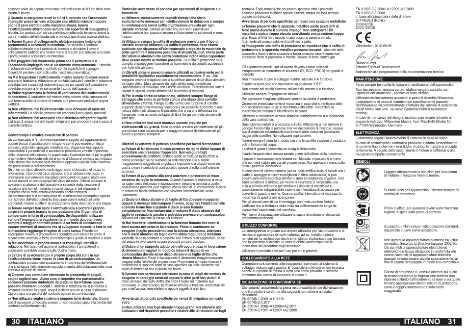 30 31 italiano, Italiano | Milwaukee AG 16-125 INOX User Manual | Page 16 / 33