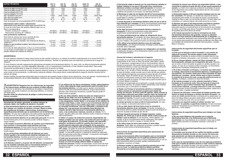 Español | Milwaukee AG 16-125 INOX User Manual | Page 17 / 33