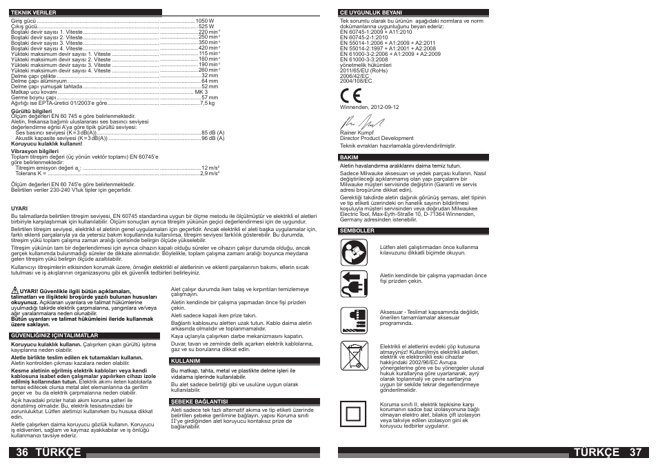 Türkçe | Milwaukee B4-32 User Manual | Page 19 / 35