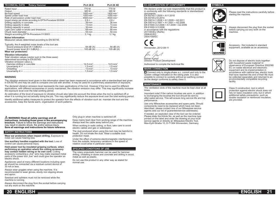 English | Milwaukee PLH 26 E User Manual | Page 11 / 39