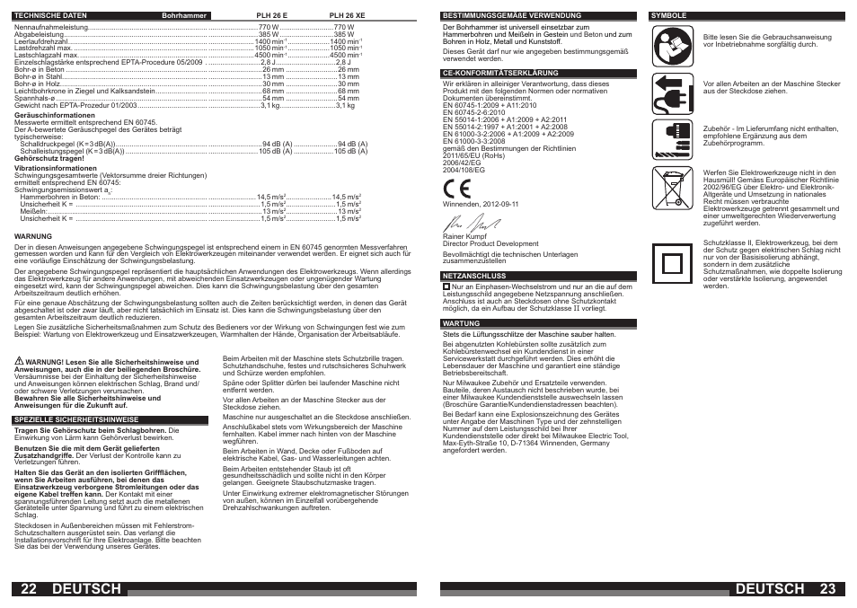 Deutsch | Milwaukee PLH 26 E User Manual | Page 12 / 39