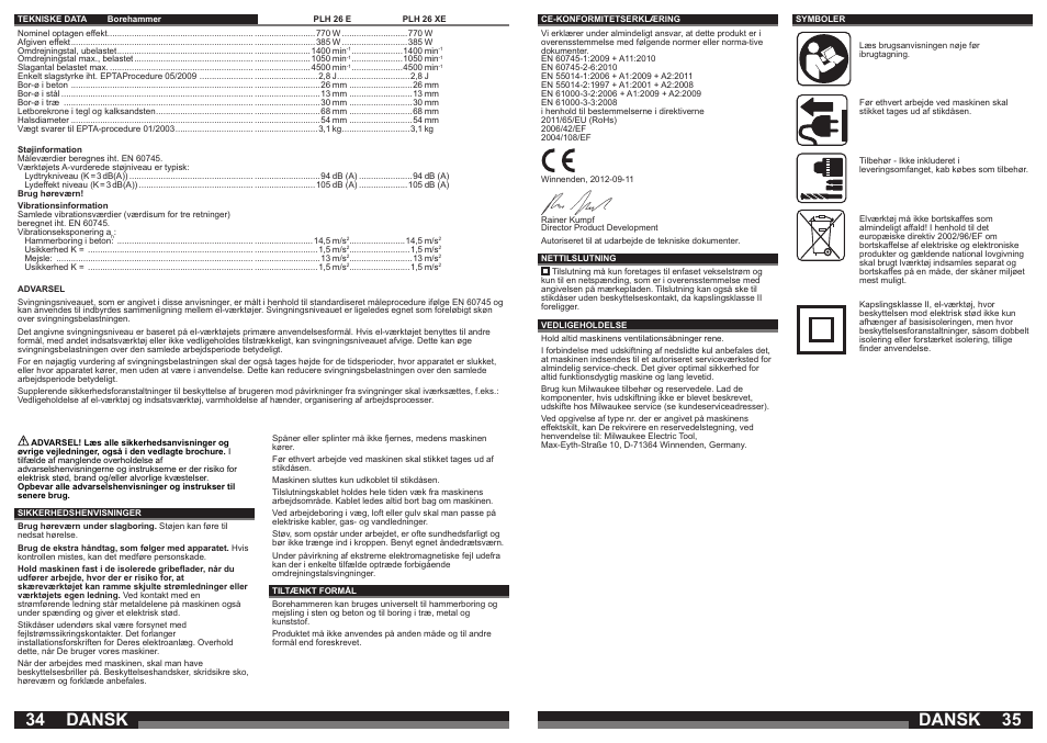 Dansk | Milwaukee PLH 26 E User Manual | Page 18 / 39