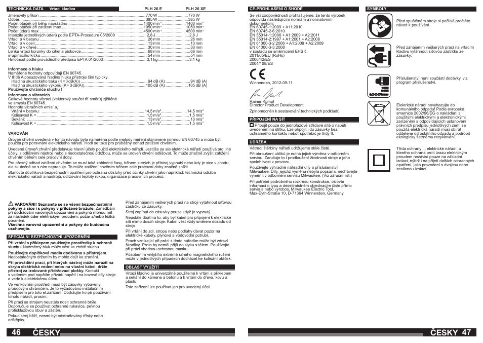 Česky | Milwaukee PLH 26 E User Manual | Page 24 / 39