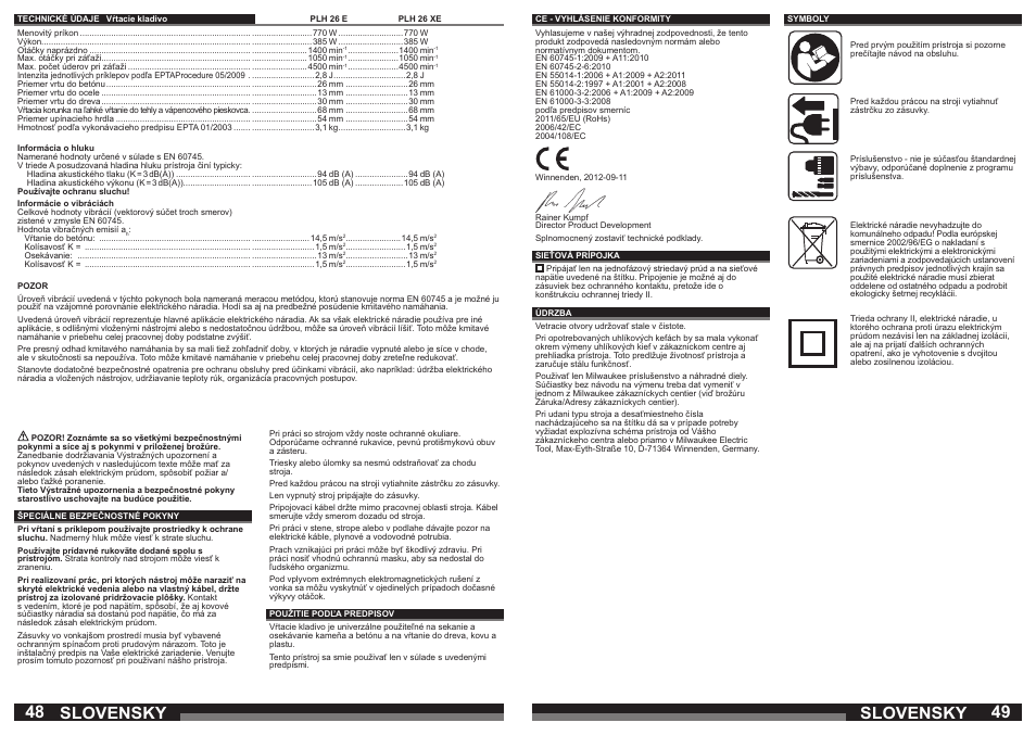 Slovensky | Milwaukee PLH 26 E User Manual | Page 25 / 39