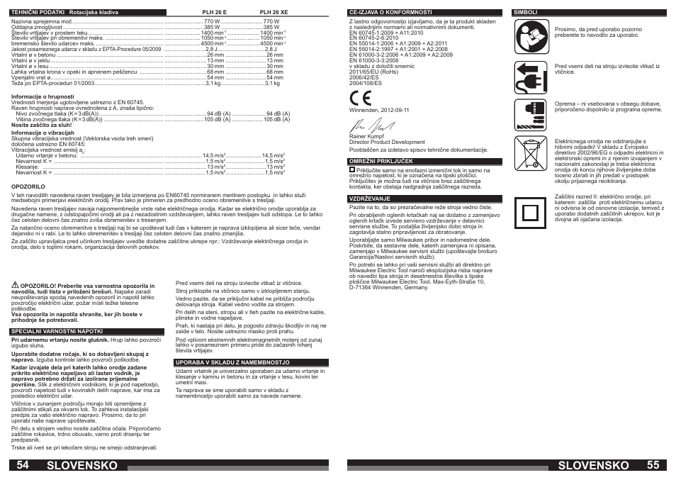 Slovensko | Milwaukee PLH 26 E User Manual | Page 28 / 39