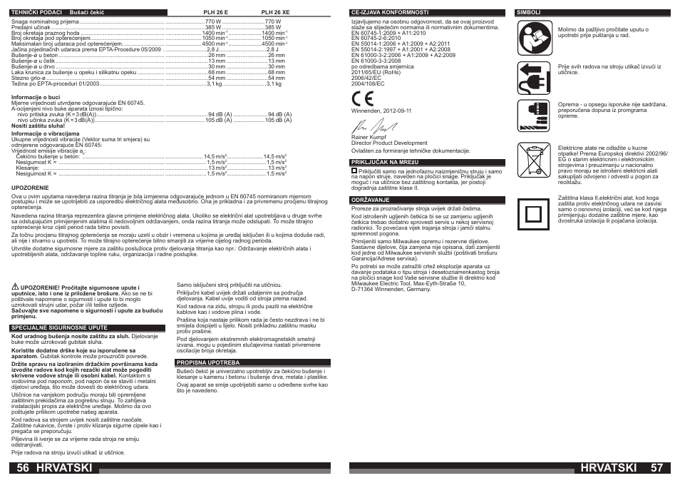 Hrvatski | Milwaukee PLH 26 E User Manual | Page 29 / 39