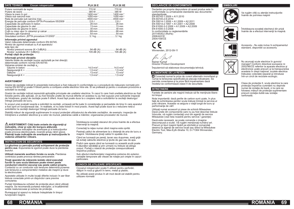 România | Milwaukee PLH 26 E User Manual | Page 35 / 39