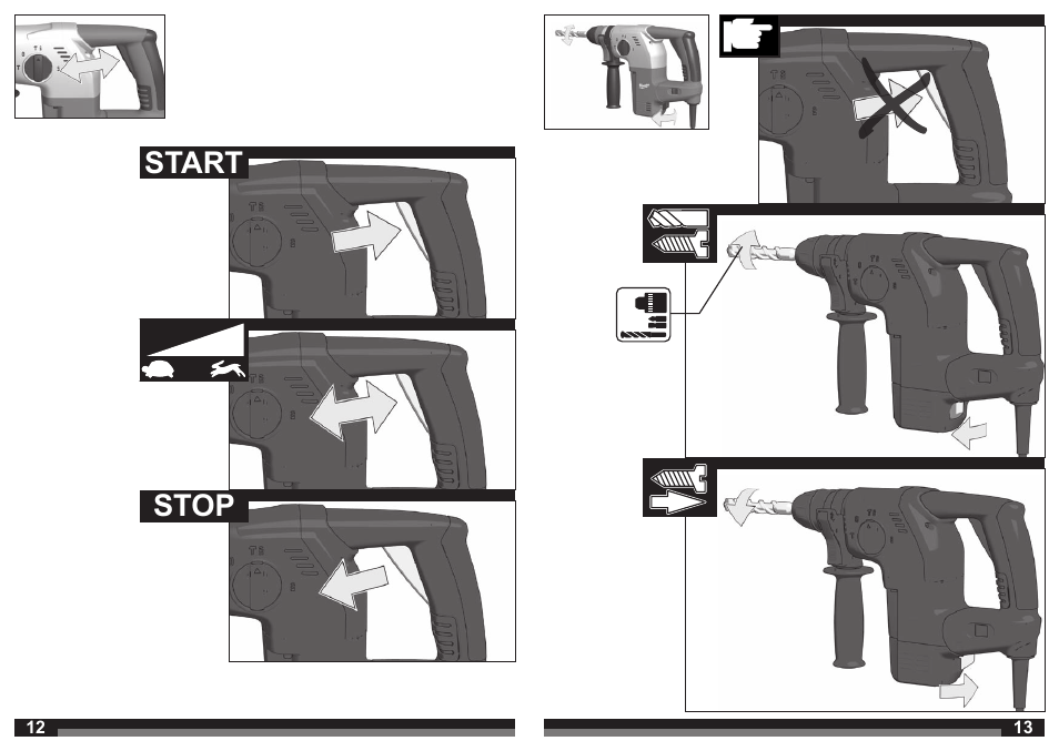 Start stop | Milwaukee PLH 26 E User Manual | Page 7 / 39