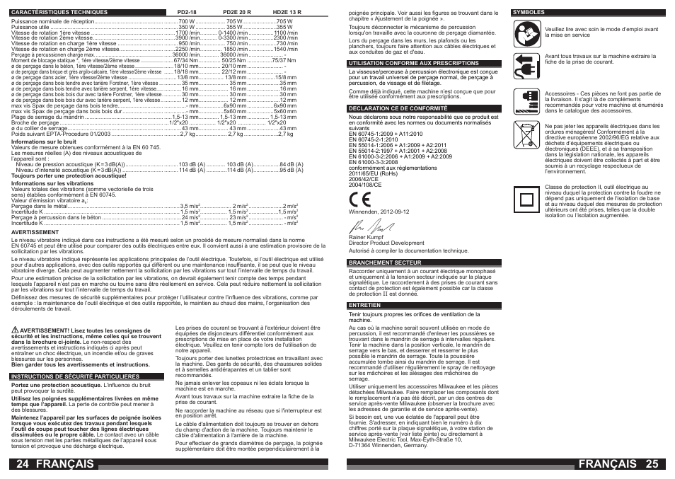 Français | Milwaukee HD2E 13 R User Manual | Page 13 / 39