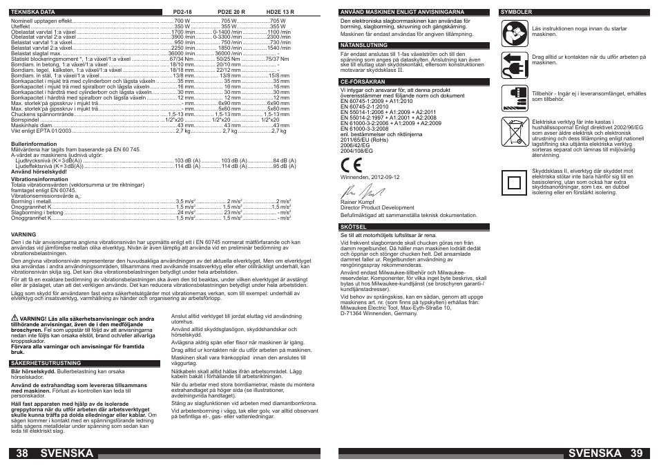 Svenska | Milwaukee HD2E 13 R User Manual | Page 20 / 39