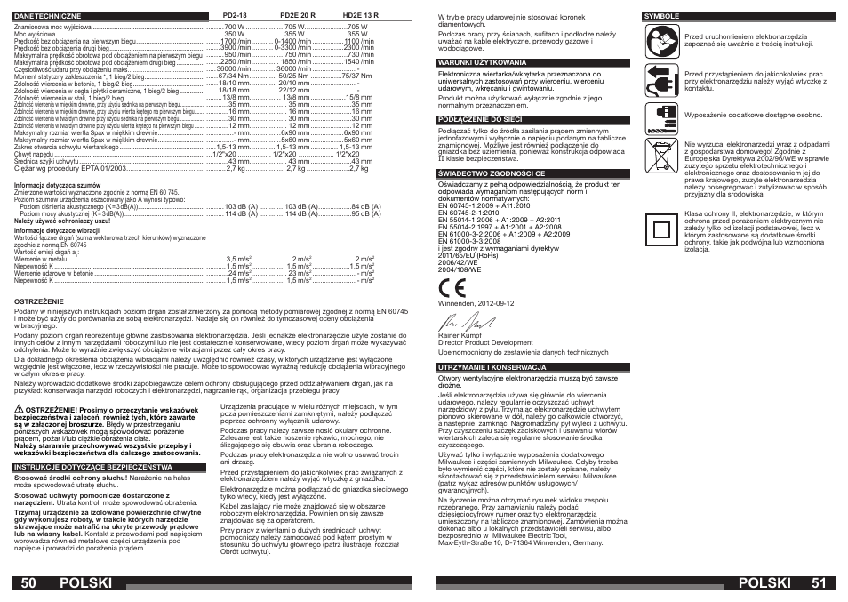 Polski | Milwaukee HD2E 13 R User Manual | Page 26 / 39