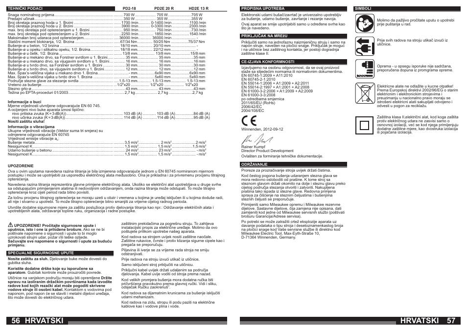 Hrvatski | Milwaukee HD2E 13 R User Manual | Page 29 / 39