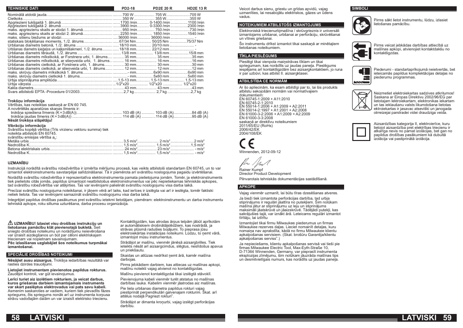 Latviski | Milwaukee HD2E 13 R User Manual | Page 30 / 39