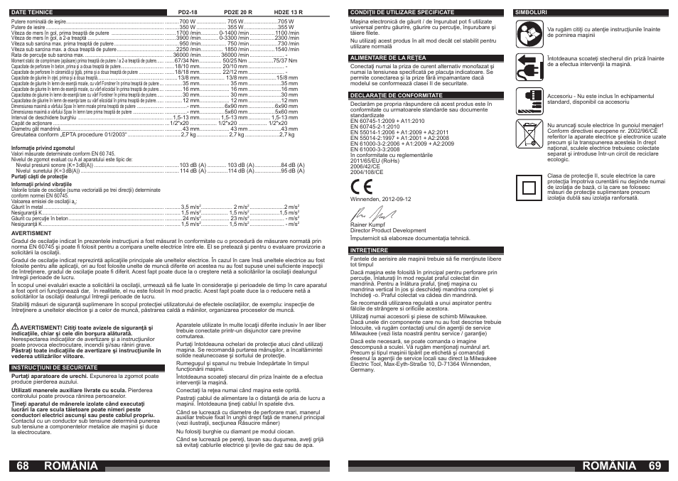 România | Milwaukee HD2E 13 R User Manual | Page 35 / 39