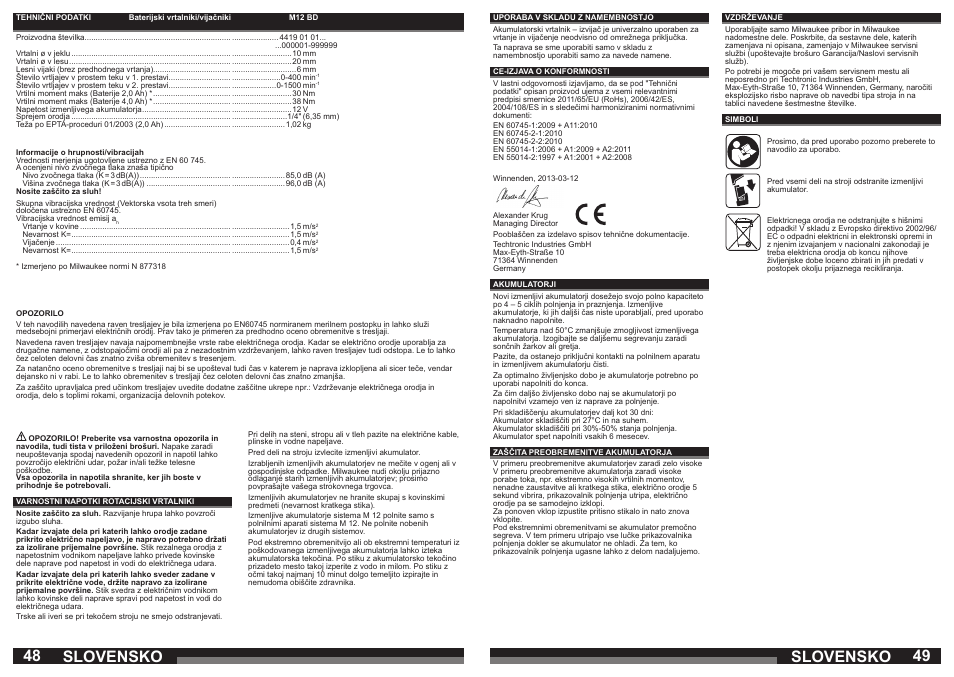 Slovensko | Milwaukee M12 BD User Manual | Page 25 / 35