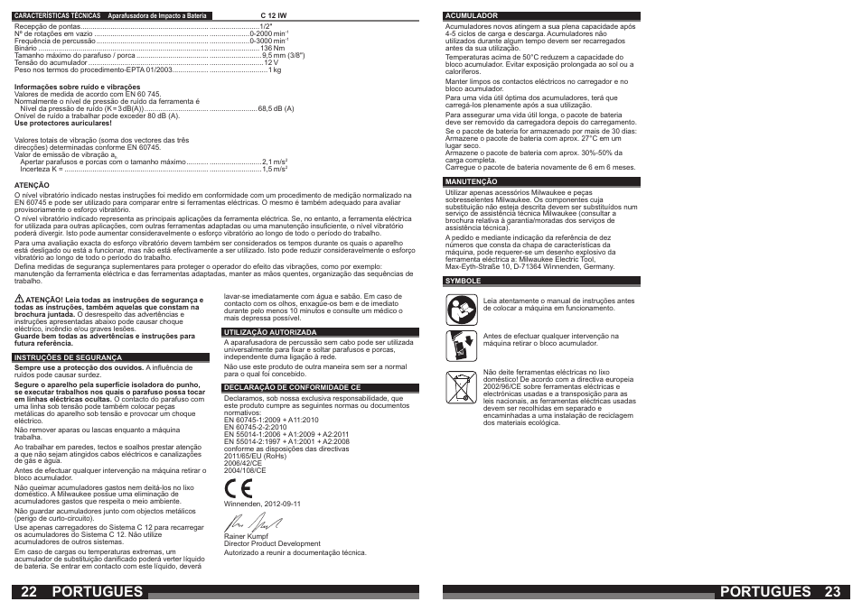 Portugues | Milwaukee C12 IW User Manual | Page 12 / 35