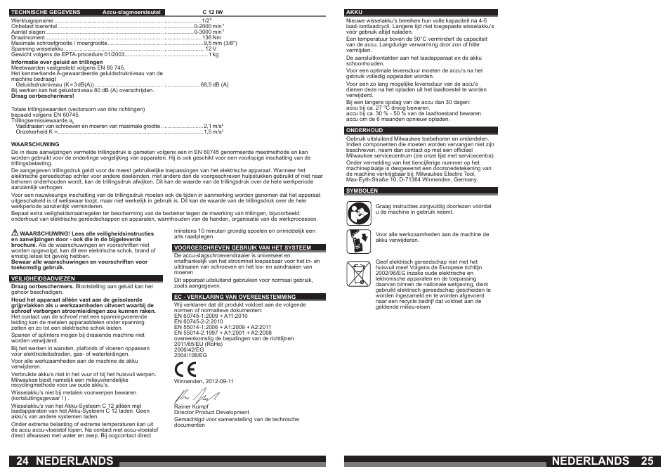 Nederlands | Milwaukee C12 IW User Manual | Page 13 / 35