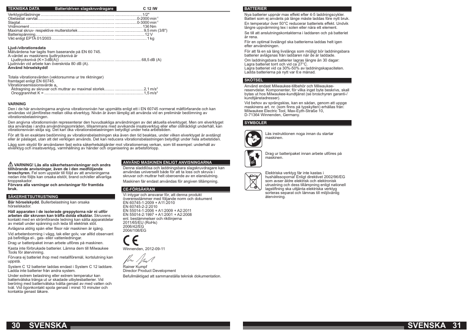 Svenska | Milwaukee C12 IW User Manual | Page 16 / 35